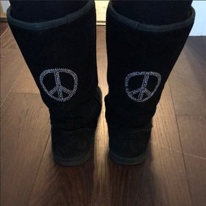 Peace Sign Black Boots